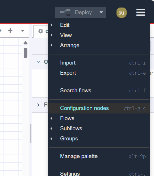 Configuration option of the main menu's options Configuration option of the main menu's options